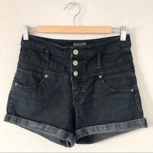 Mossimo Black Denim Cuffed Shorts Size 8